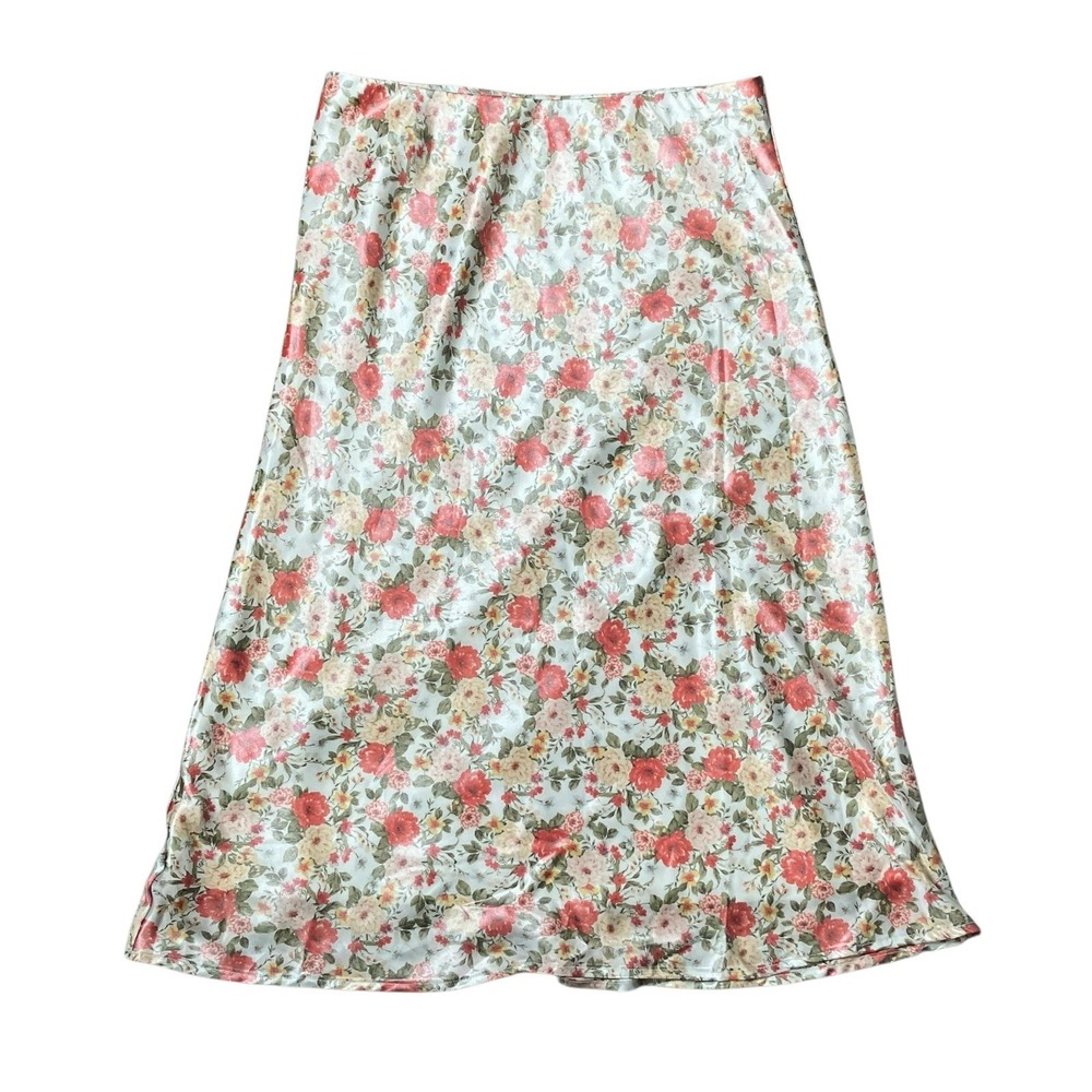 WAYF Women's‎ Porter Midi Skirt  Size: M  Anthropology Shimmer Bias-cut slip
